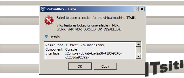 VirtualBox - VT-x features locked or unavailable in MSR